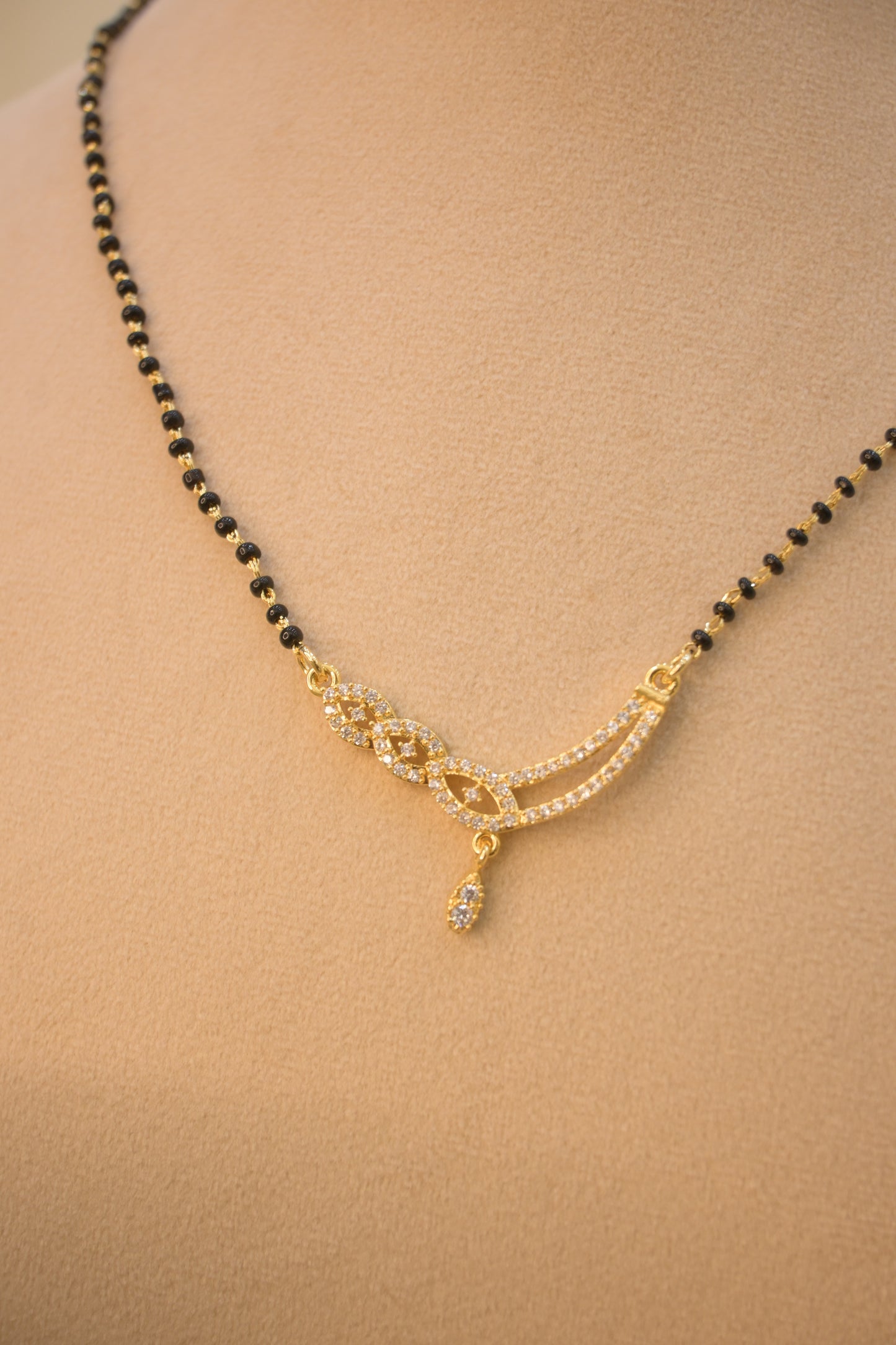 Cubic Zirconia Studded Gold Plated Mangalsutra