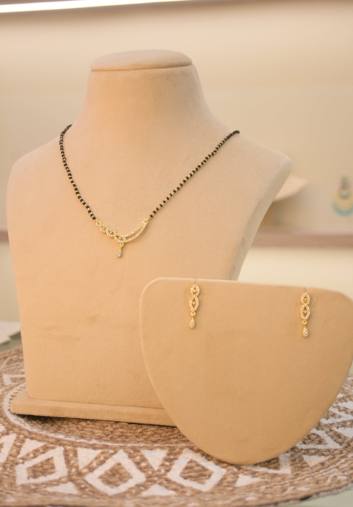 Cubic Zirconia Studded Gold Plated Mangalsutra