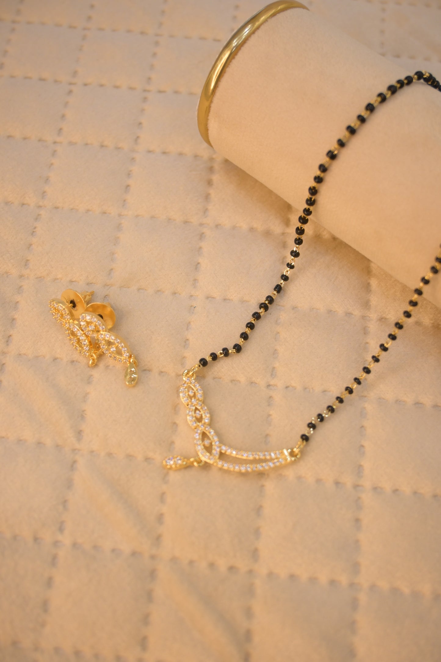 Cubic Zirconia Studded Gold Plated Mangalsutra