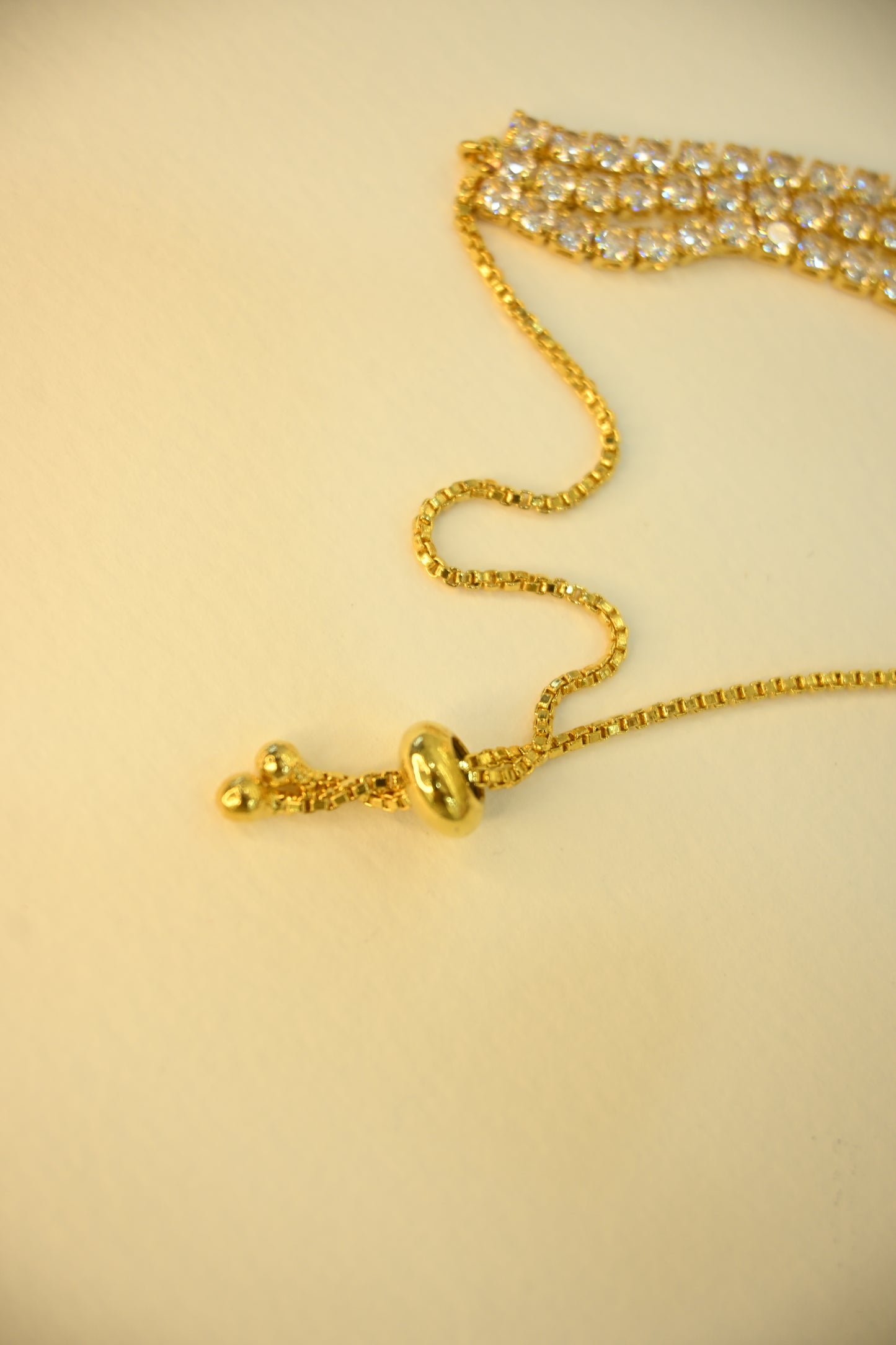 Cubic Zirconia Adjustable Pull Chain Bracelet
