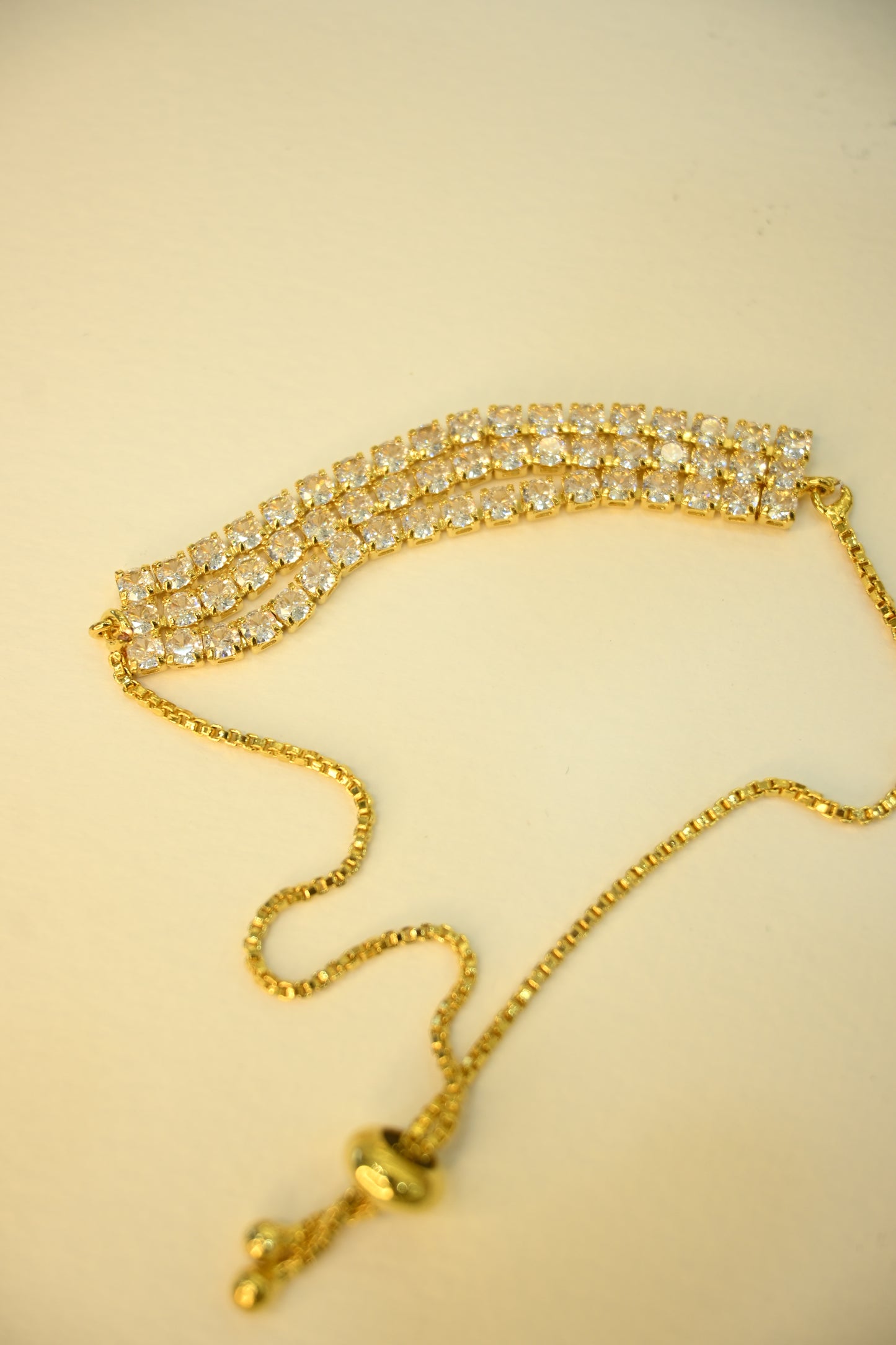 Cubic Zirconia Adjustable Pull Chain Bracelet