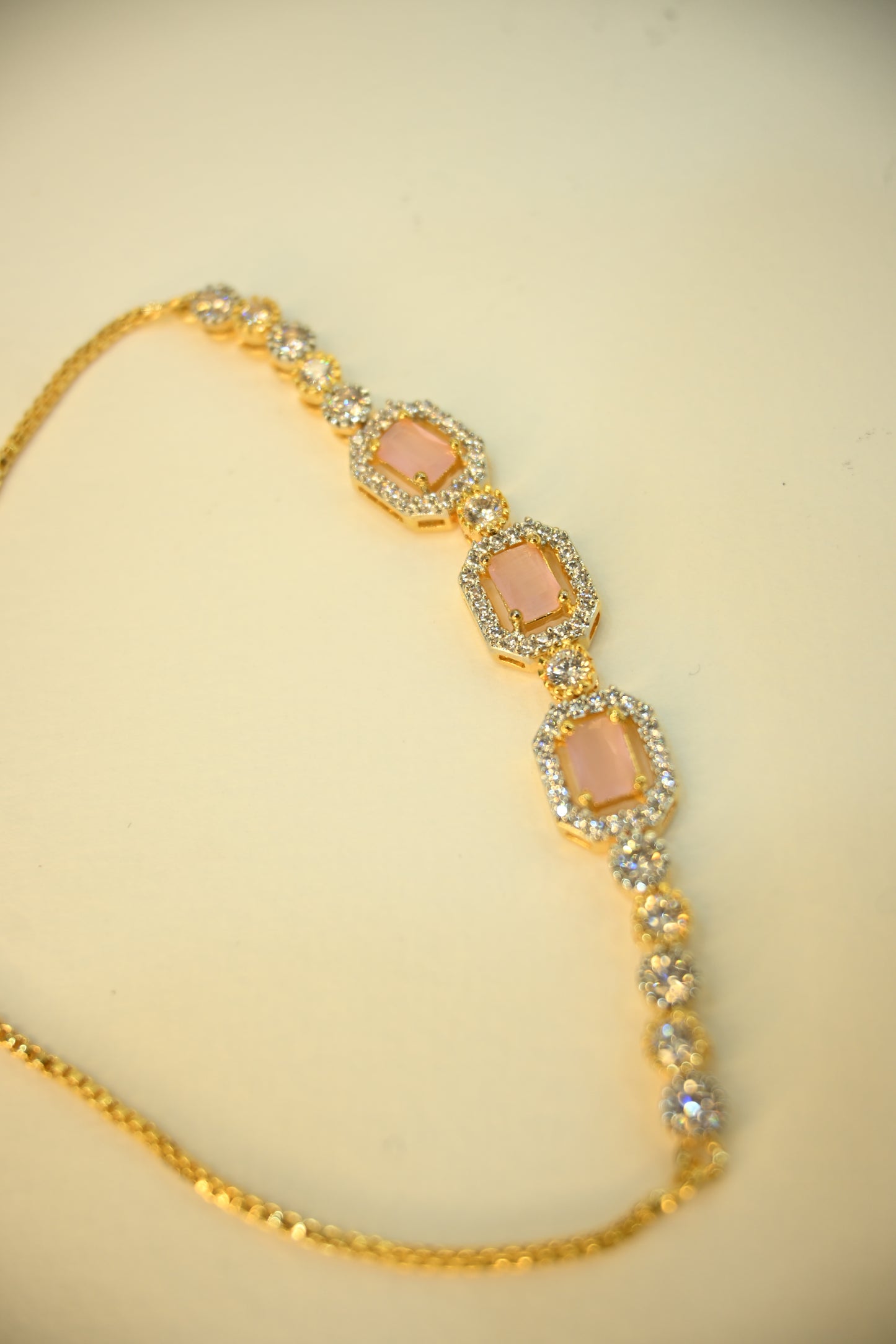 Pink Cubic Zirconia Studded Bracelet