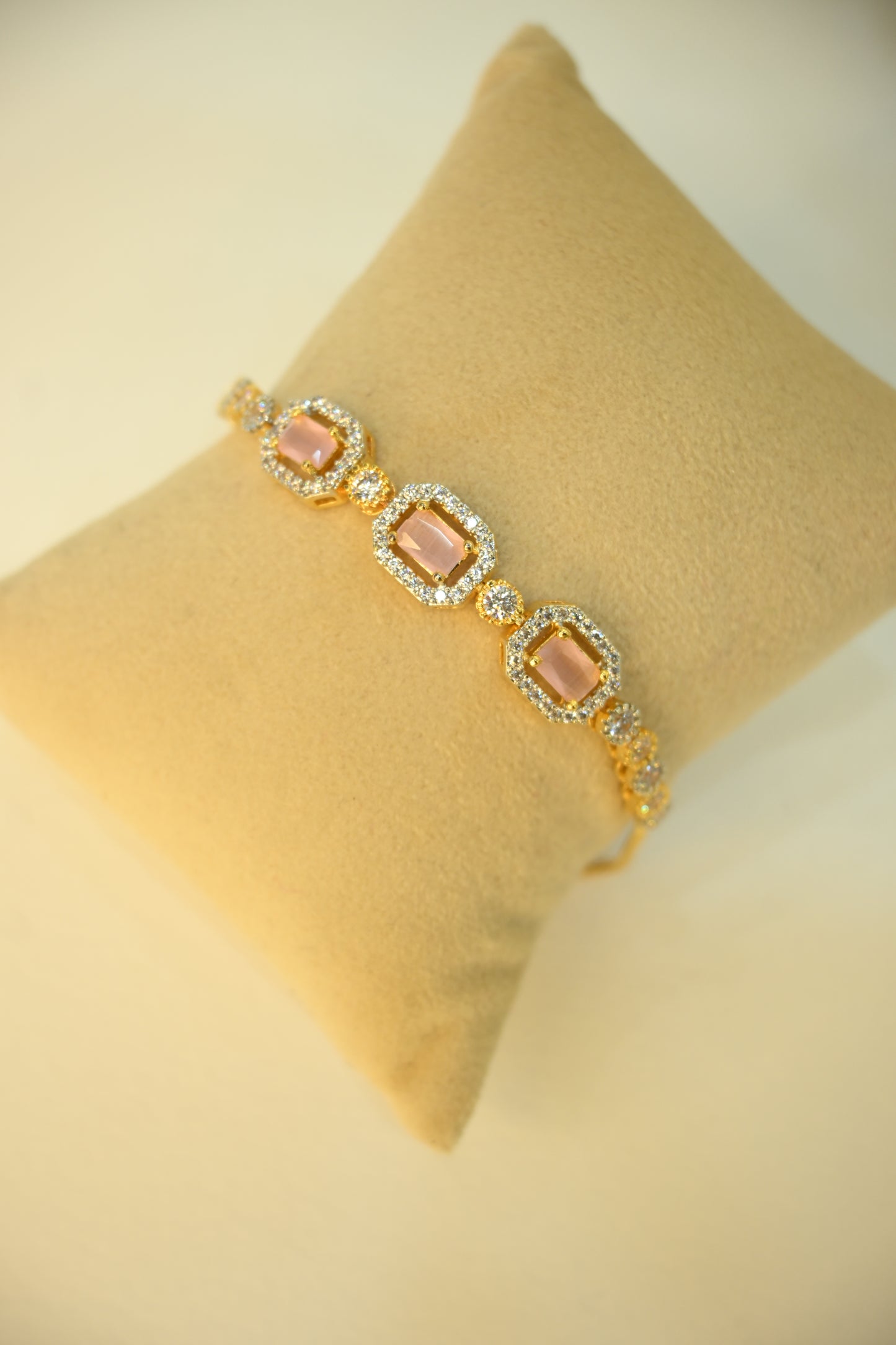Pink Cubic Zirconia Studded Bracelet