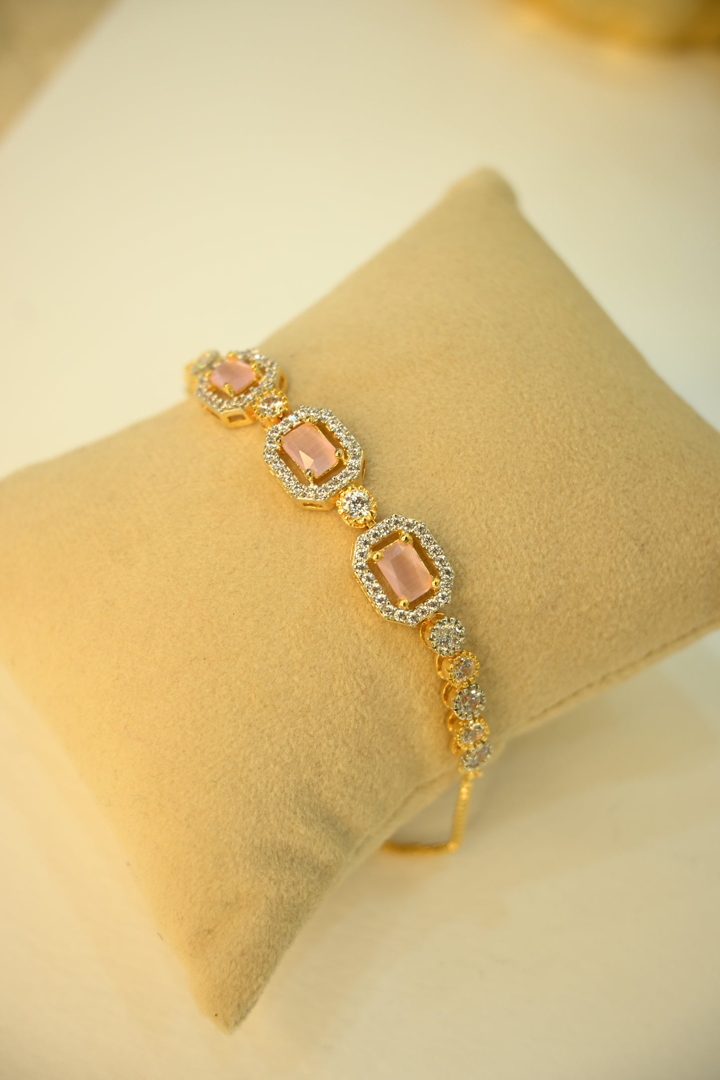 Pink Cubic Zirconia Studded Bracelet