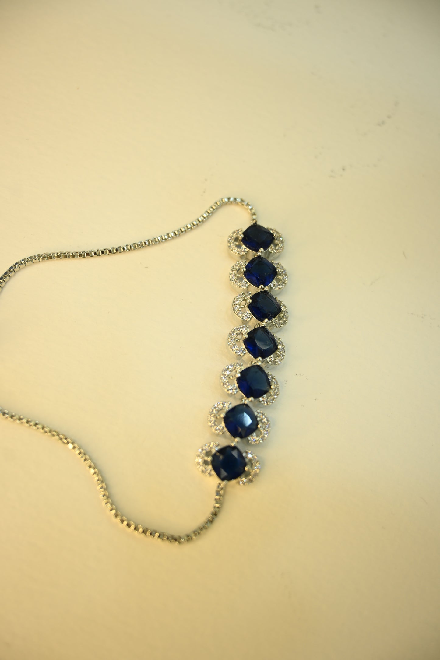 Blue Adjustable pull Chain Bracelet