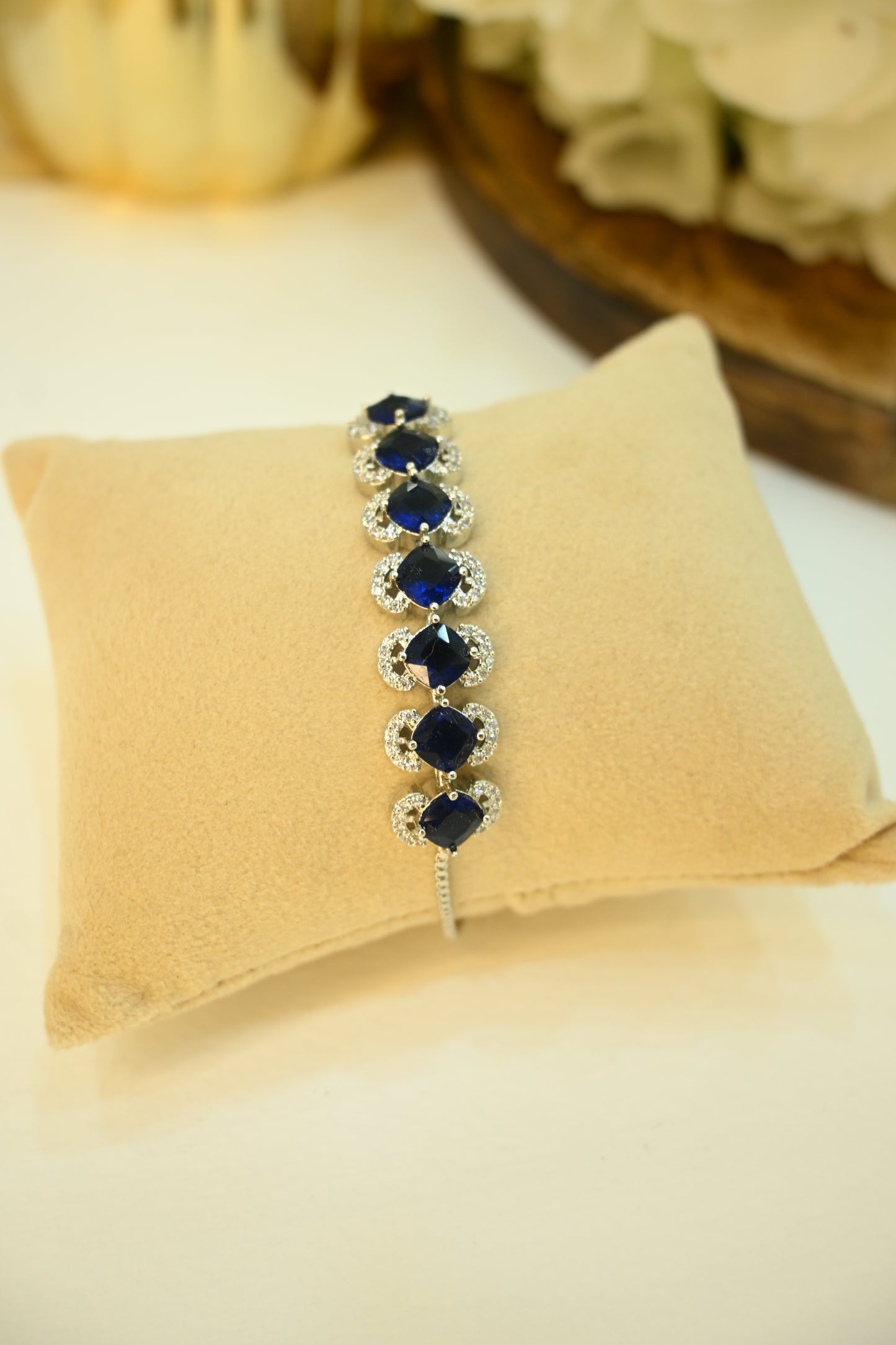 Blue Adjustable pull Chain Bracelet