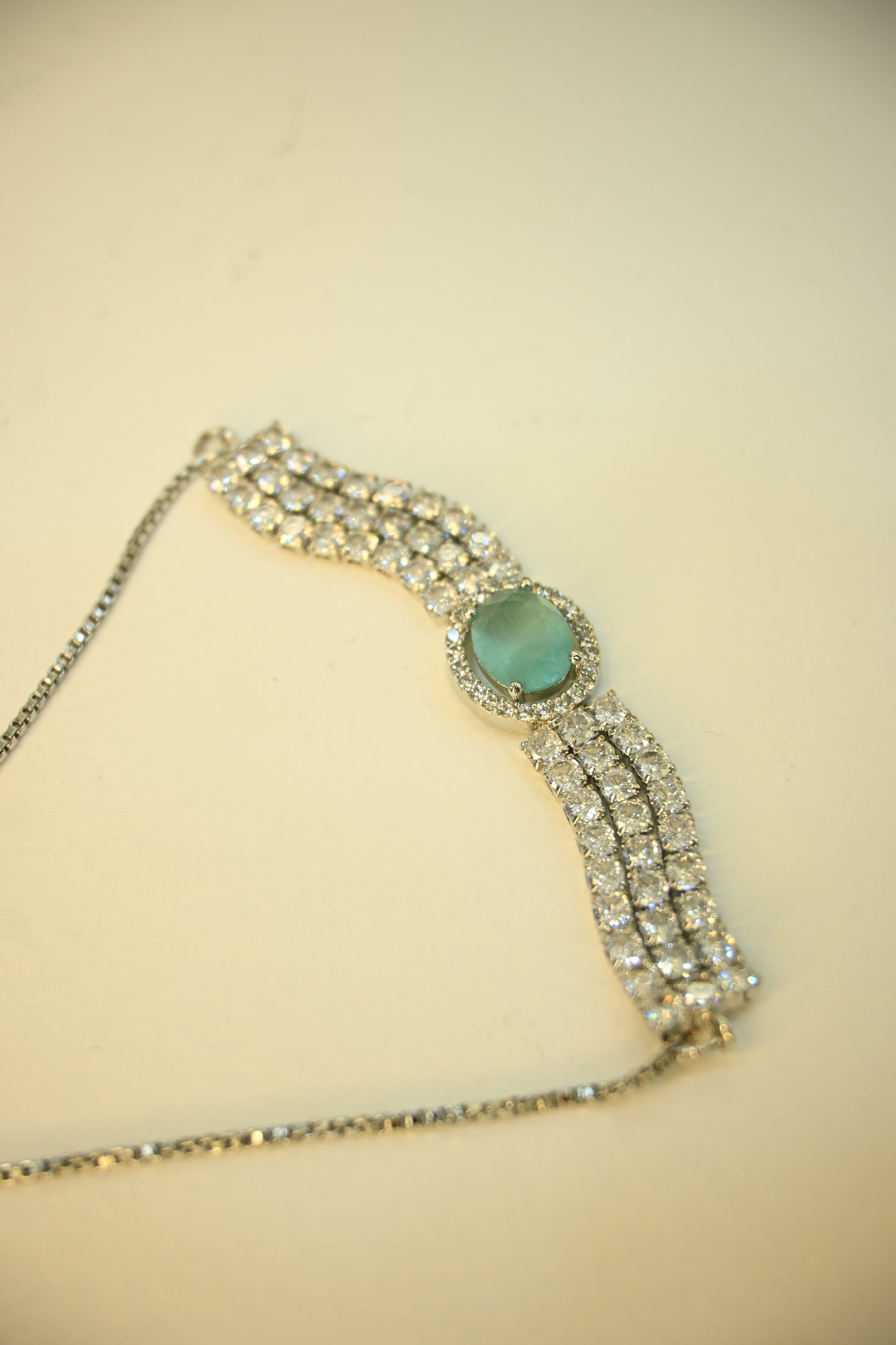 Cubic Zirconia Studded Adjustable Pull Bracelet