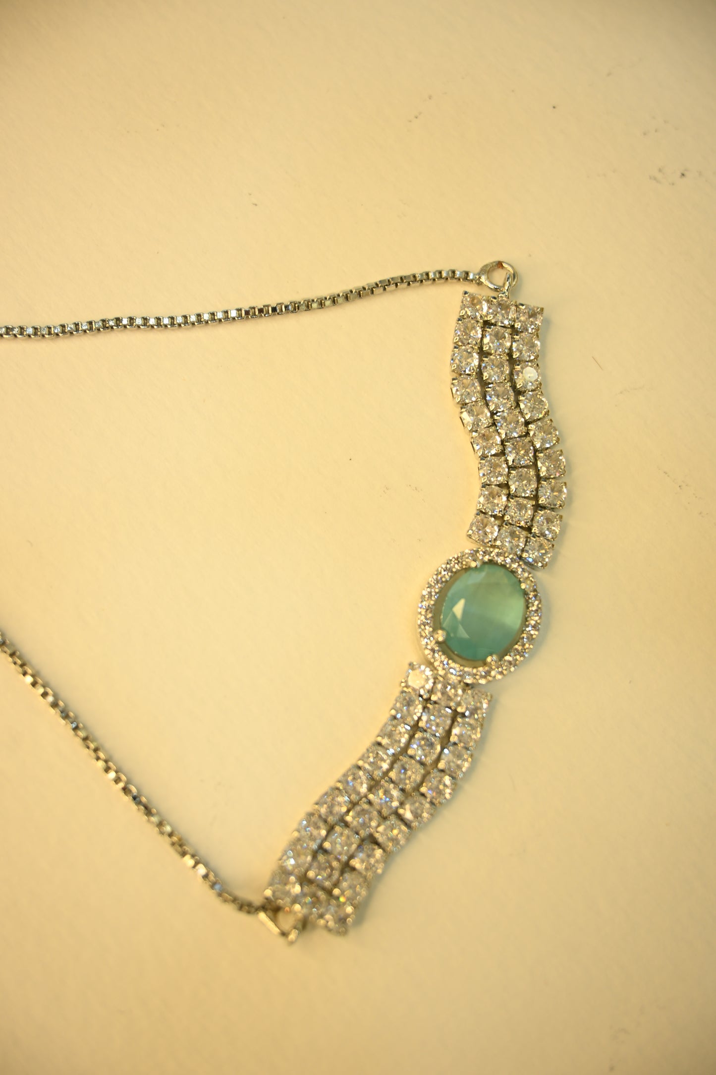 Cubic Zirconia Studded Adjustable Pull Bracelet