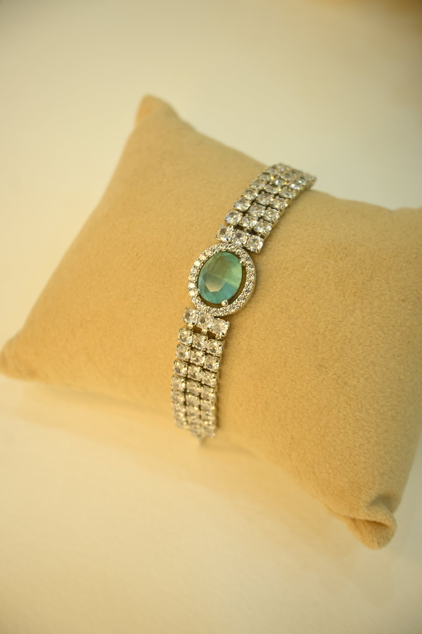 Cubic Zirconia Studded Adjustable Pull Bracelet