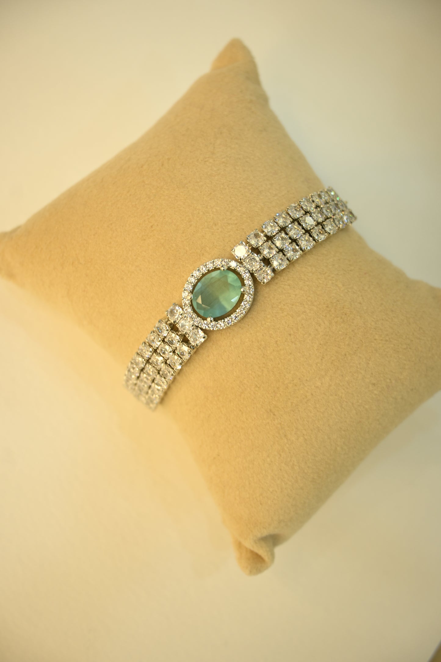 Cubic Zirconia Studded Adjustable Pull Bracelet