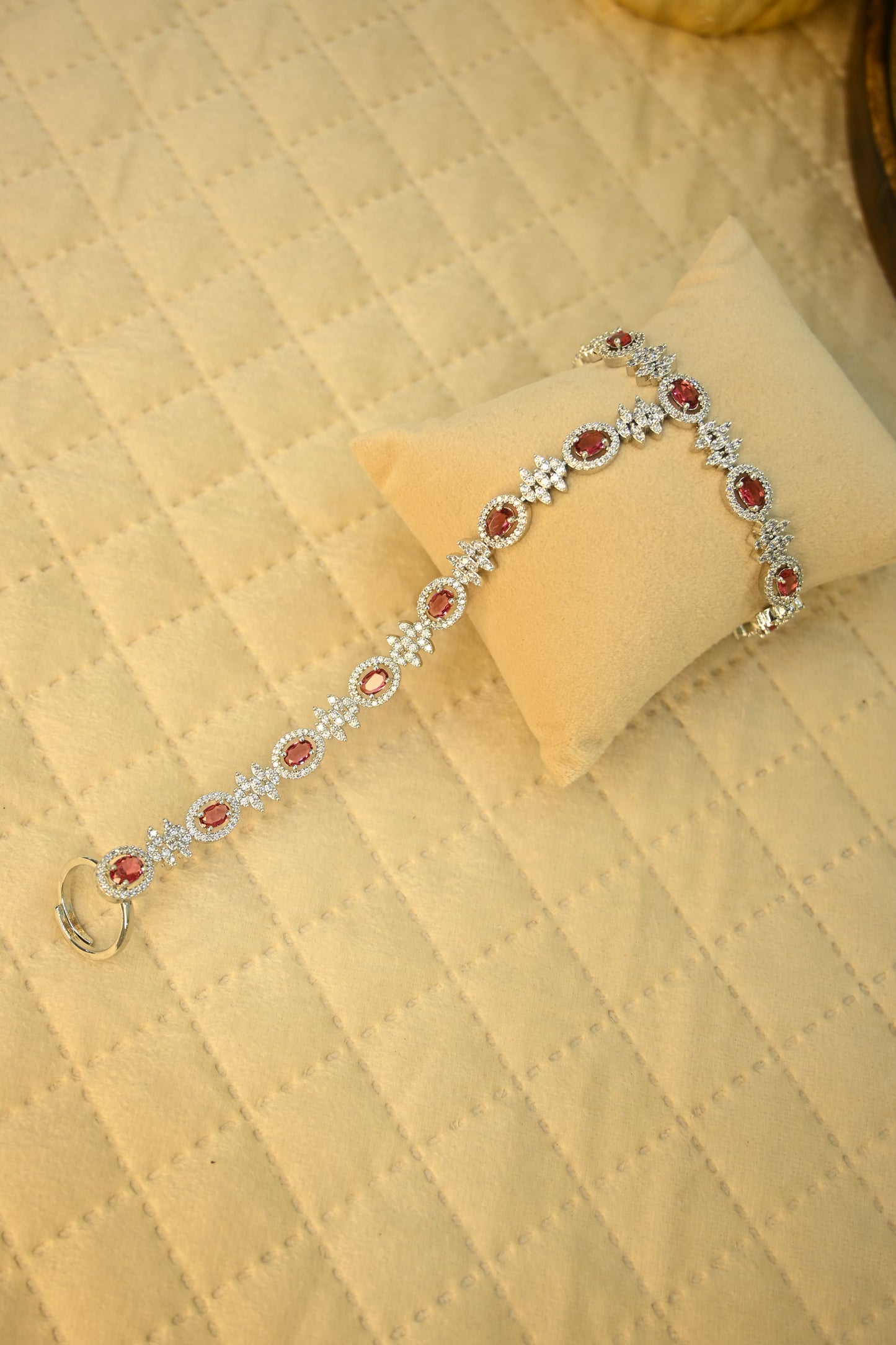 Cubic Zirconia Studded Hand chain Bracelet