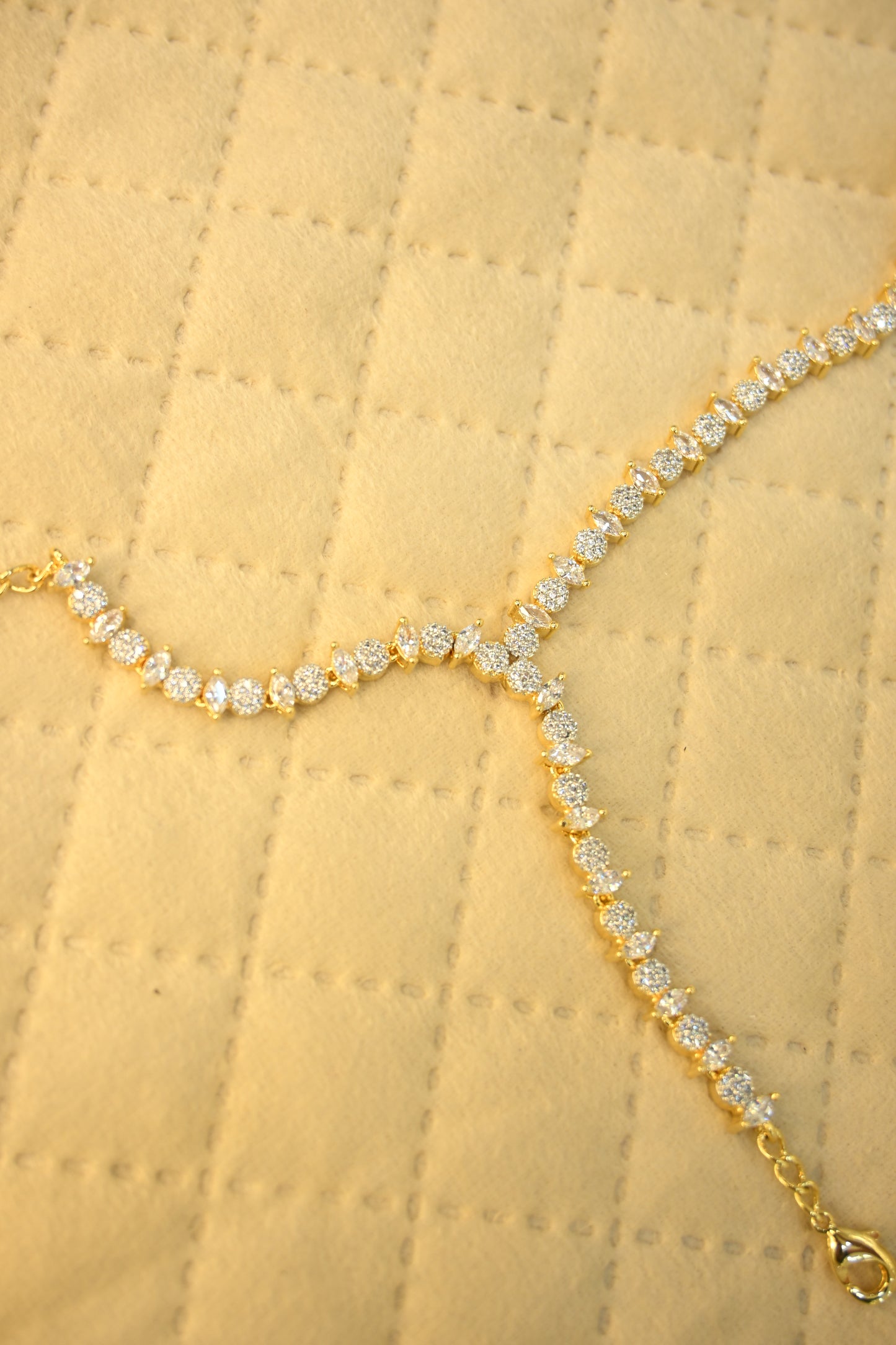 Cubic Zirconia Hand Chain Bracelet