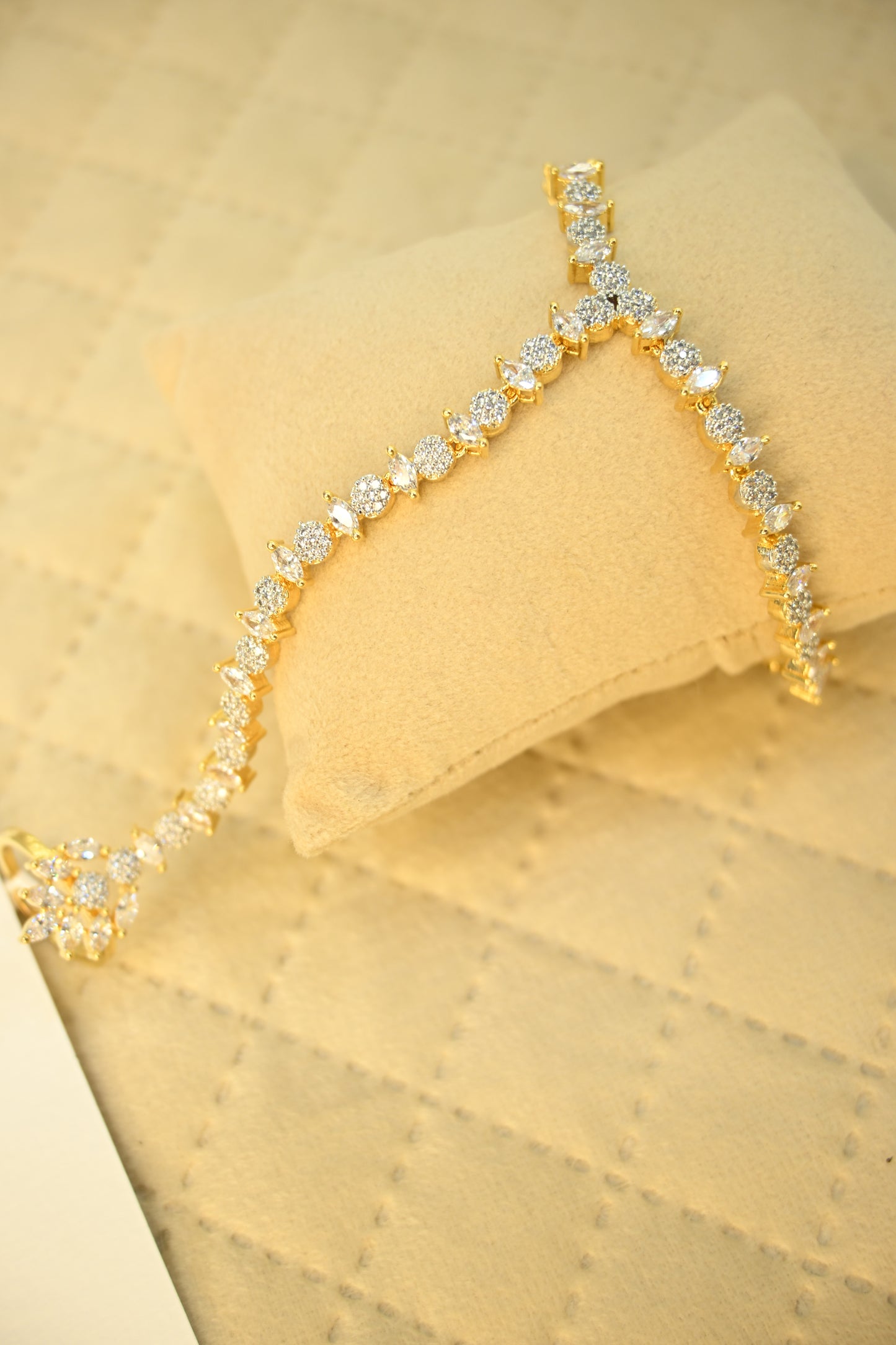 Cubic Zirconia Hand Chain Bracelet