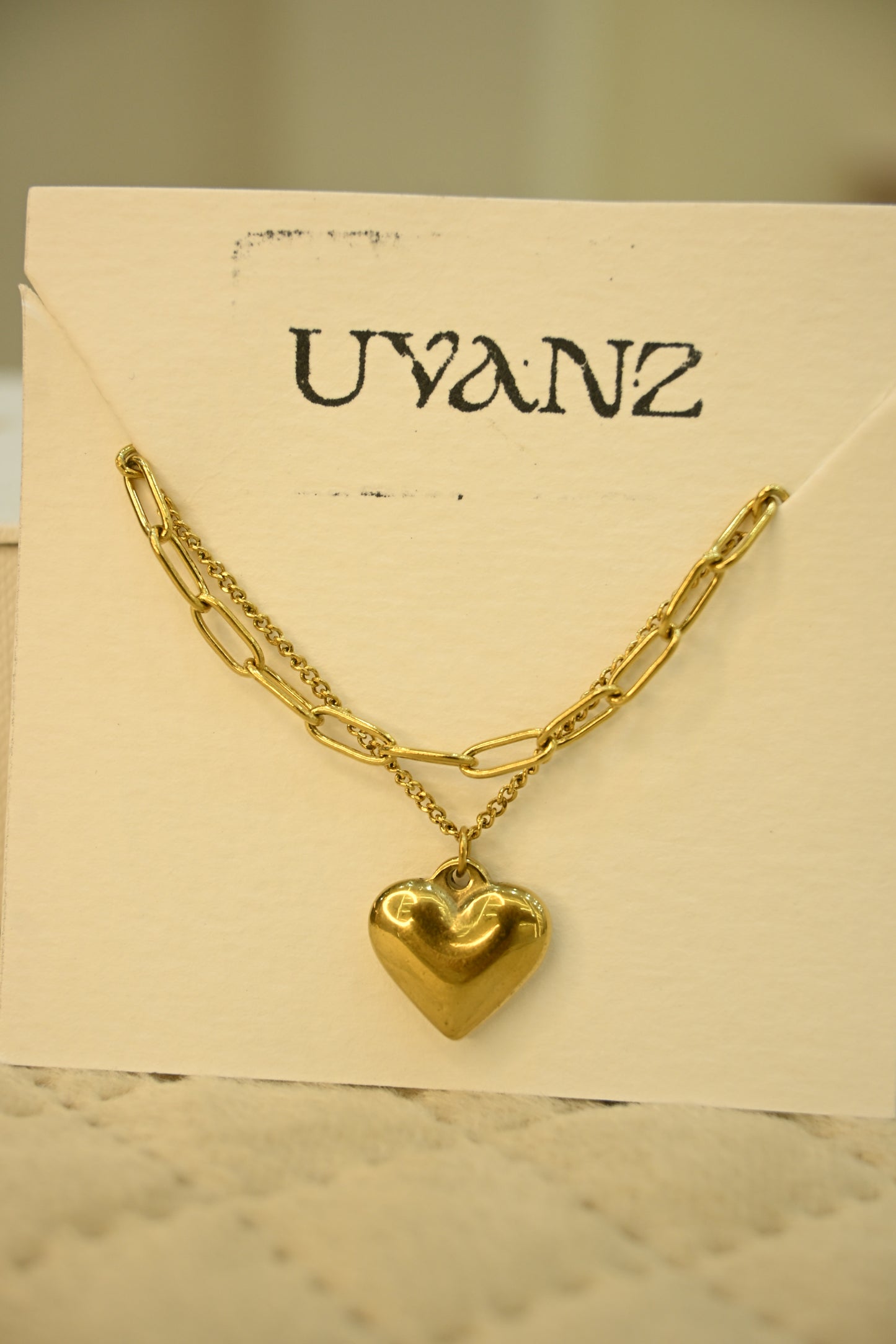 DOUBLE LAYER CHAIN HEART PENDANT