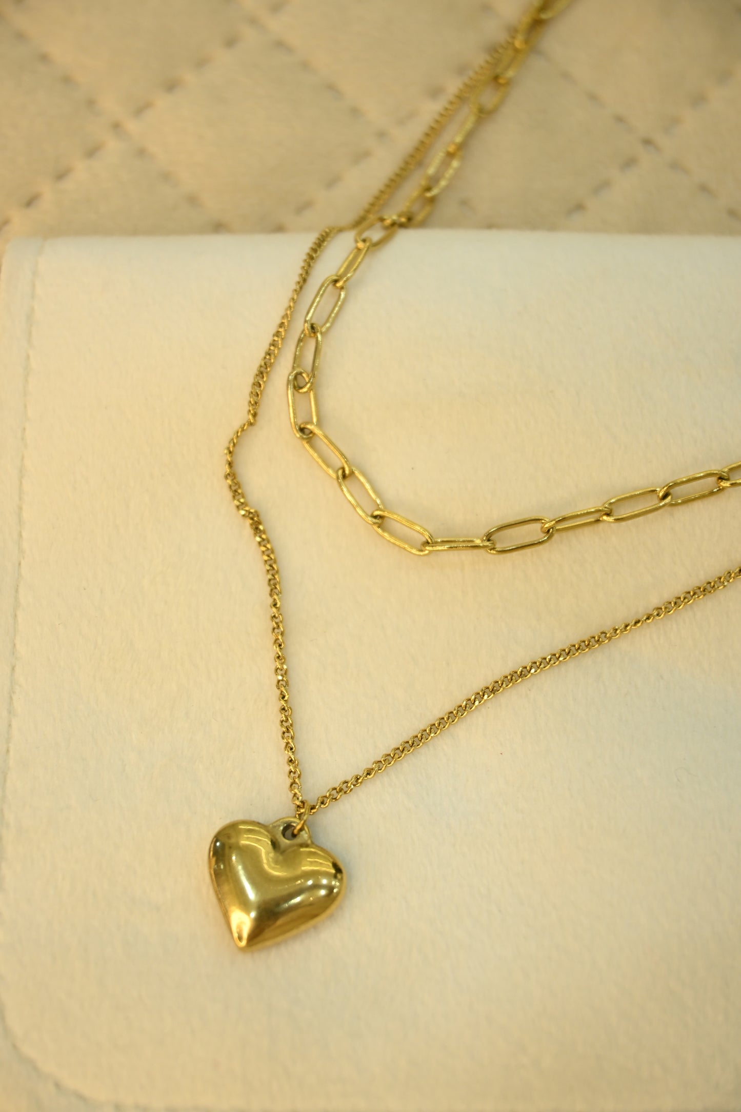 DOUBLE LAYER CHAIN HEART PENDANT