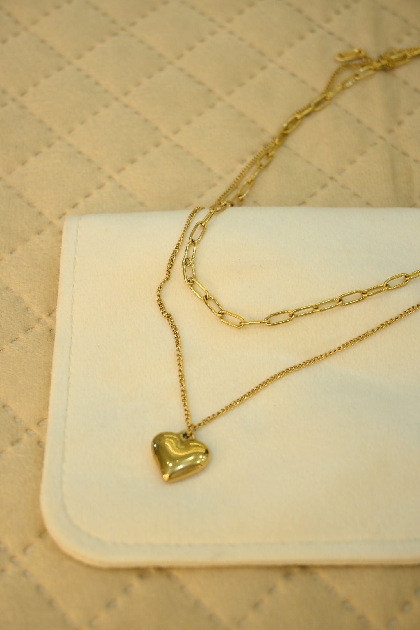 DOUBLE LAYER CHAIN HEART PENDANT
