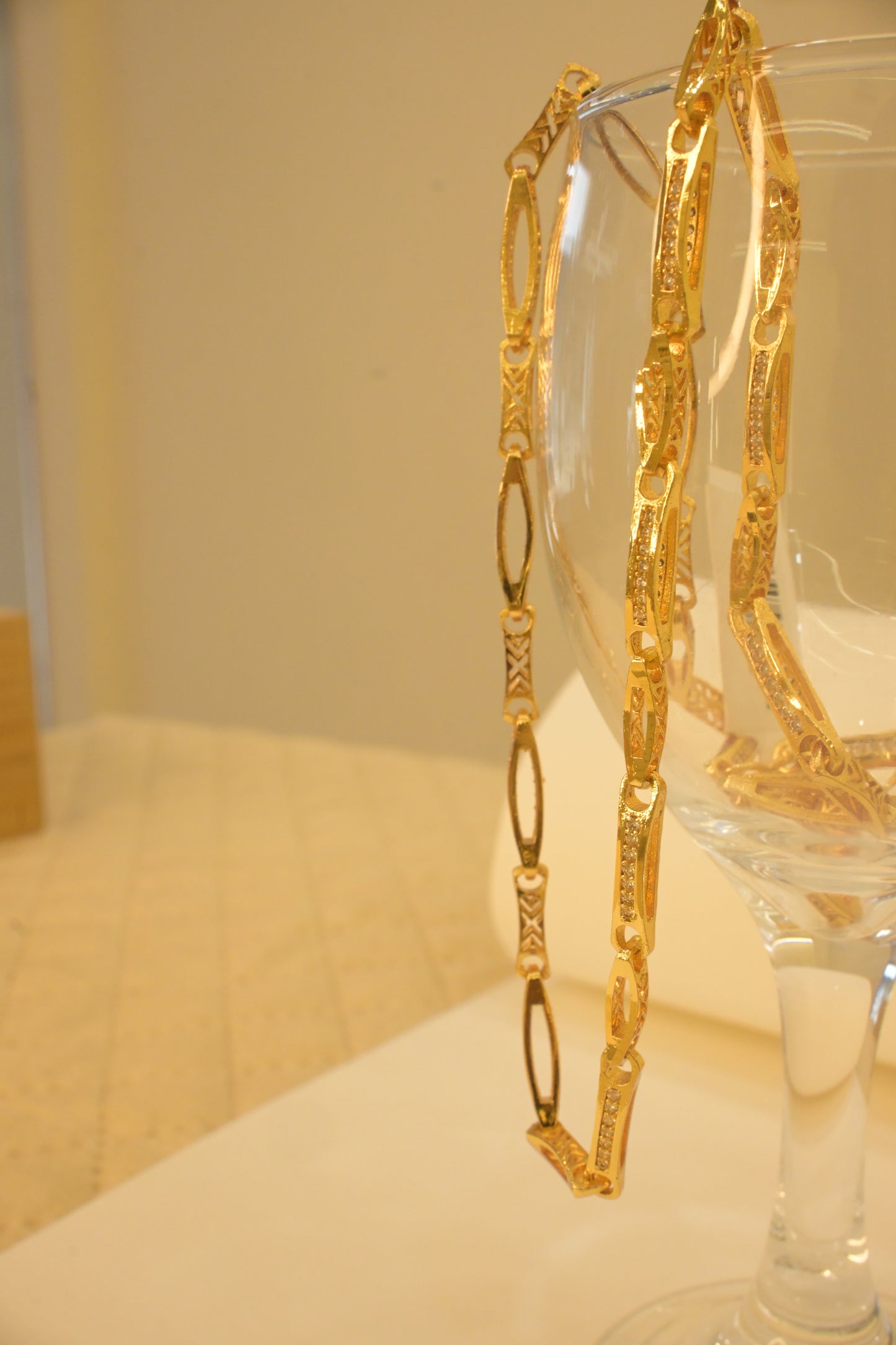 18K THIK GOLD PLATED WITH STONE BEADED CHAIN