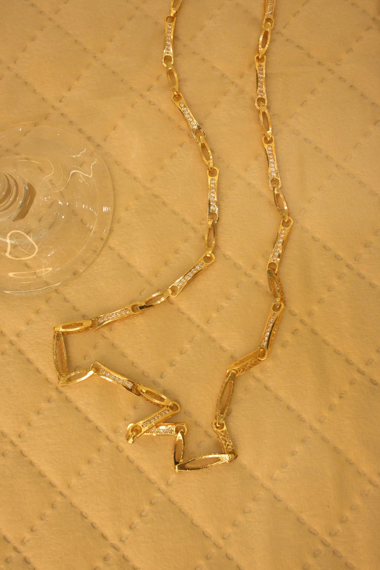 18K THIK GOLD PLATED WITH STONE BEADED CHAIN