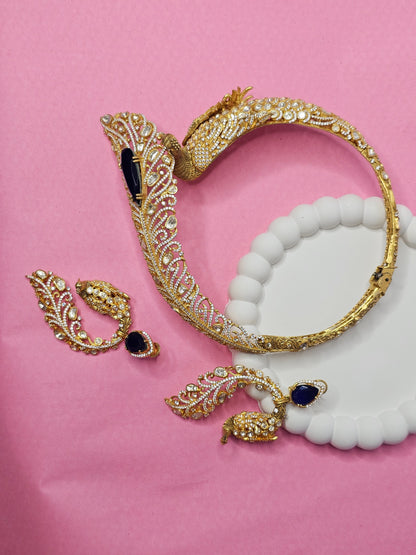 moissanite peacock chokar with earring set