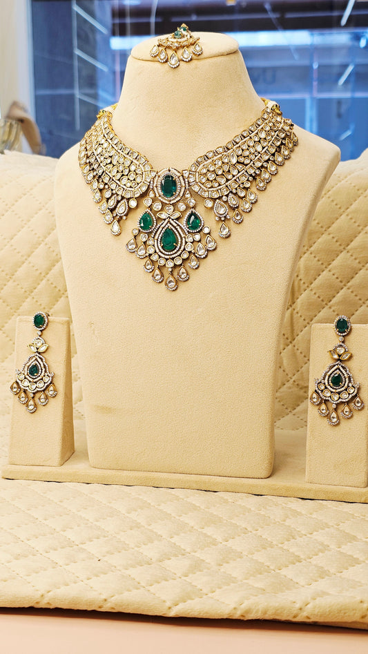MOISSANITE NECLACE SET WITH MANG TIKA