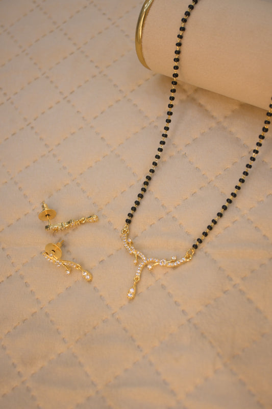 Cubic Zirconia Studded Gold Plated Mangalsutra