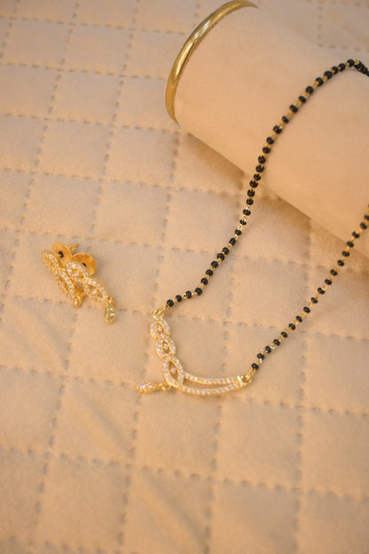 Cubic Zirconia Studded Gold Plated Mangalsutra