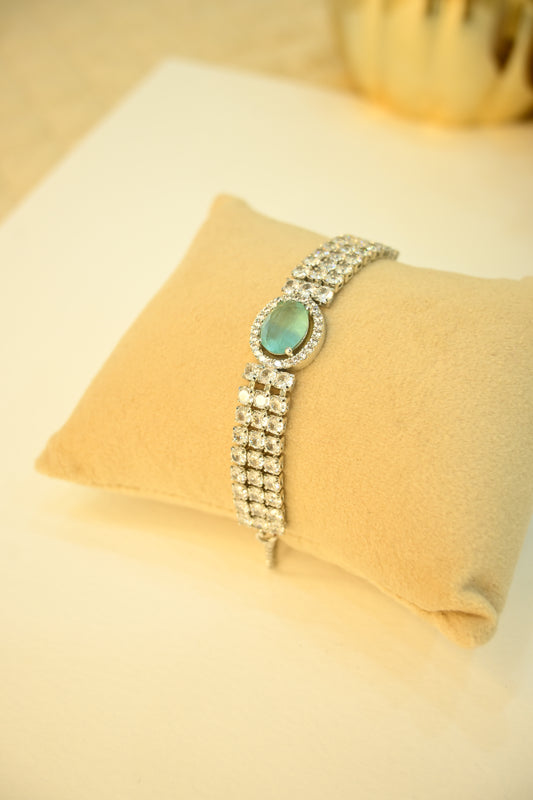 Cubic Zirconia Studded Adjustable Pull Bracelet