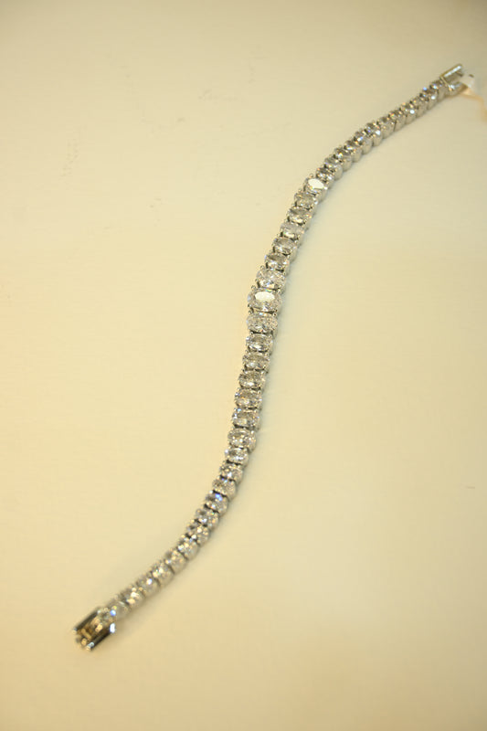 Rhodium Plated White Cubic Zirconia Bracelet