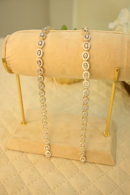 Gold Plated Cubic Zirconia Studded Anklet
