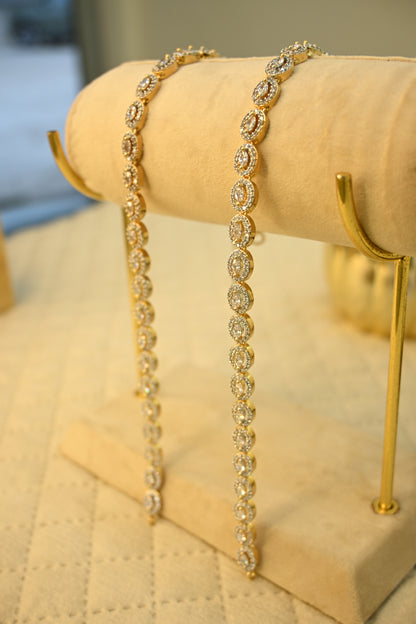 Gold Plated Cubic Zirconia Studded Anklet