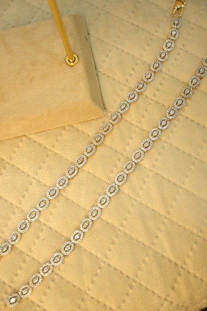Gold Plated Cubic Zirconia Studded Anklet