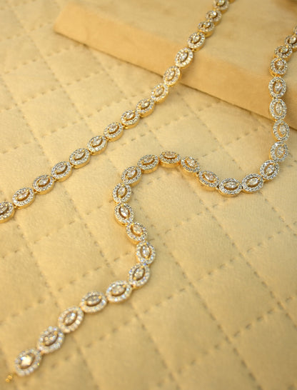 Gold Plated Cubic Zirconia Studded Anklet