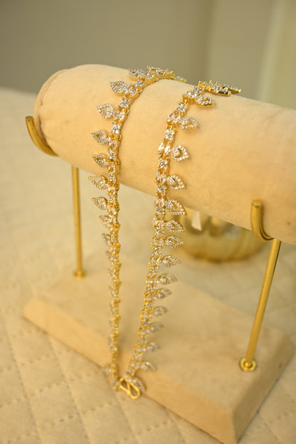 Leaf Cubic Zirconia Anklet