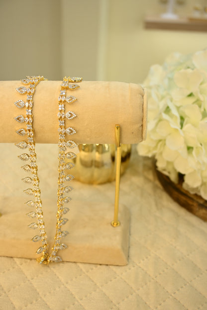 Leaf Cubic Zirconia Anklet