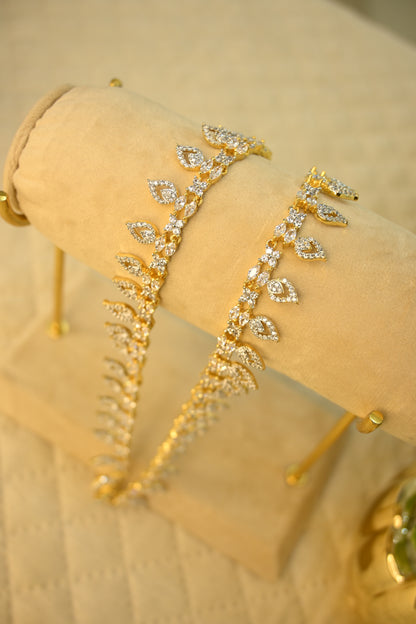 Leaf Cubic Zirconia Anklet