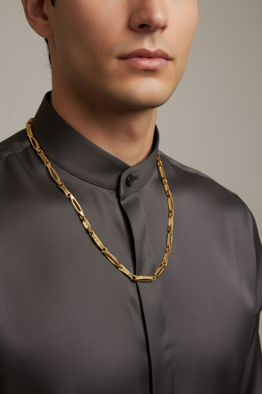 18K THIK GOLD PLATED WITH STONE BEADED CHAIN