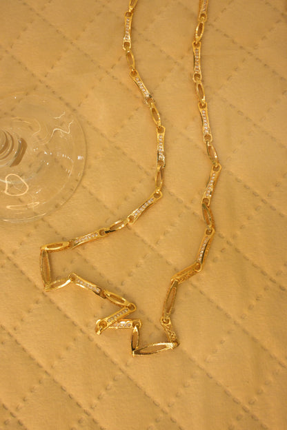 18K THIK GOLD PLATED WITH STONE BEADED CHAIN