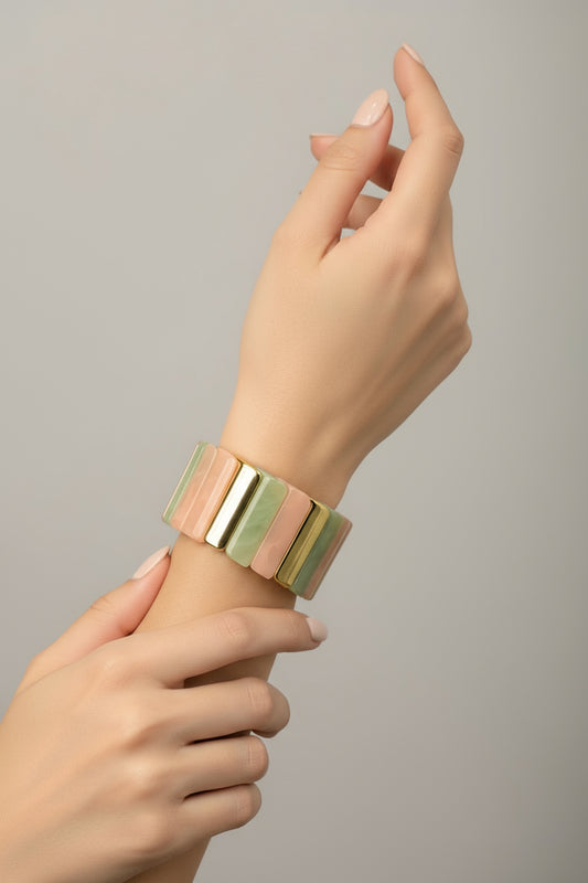 Multicolored bracelet with gold accents 