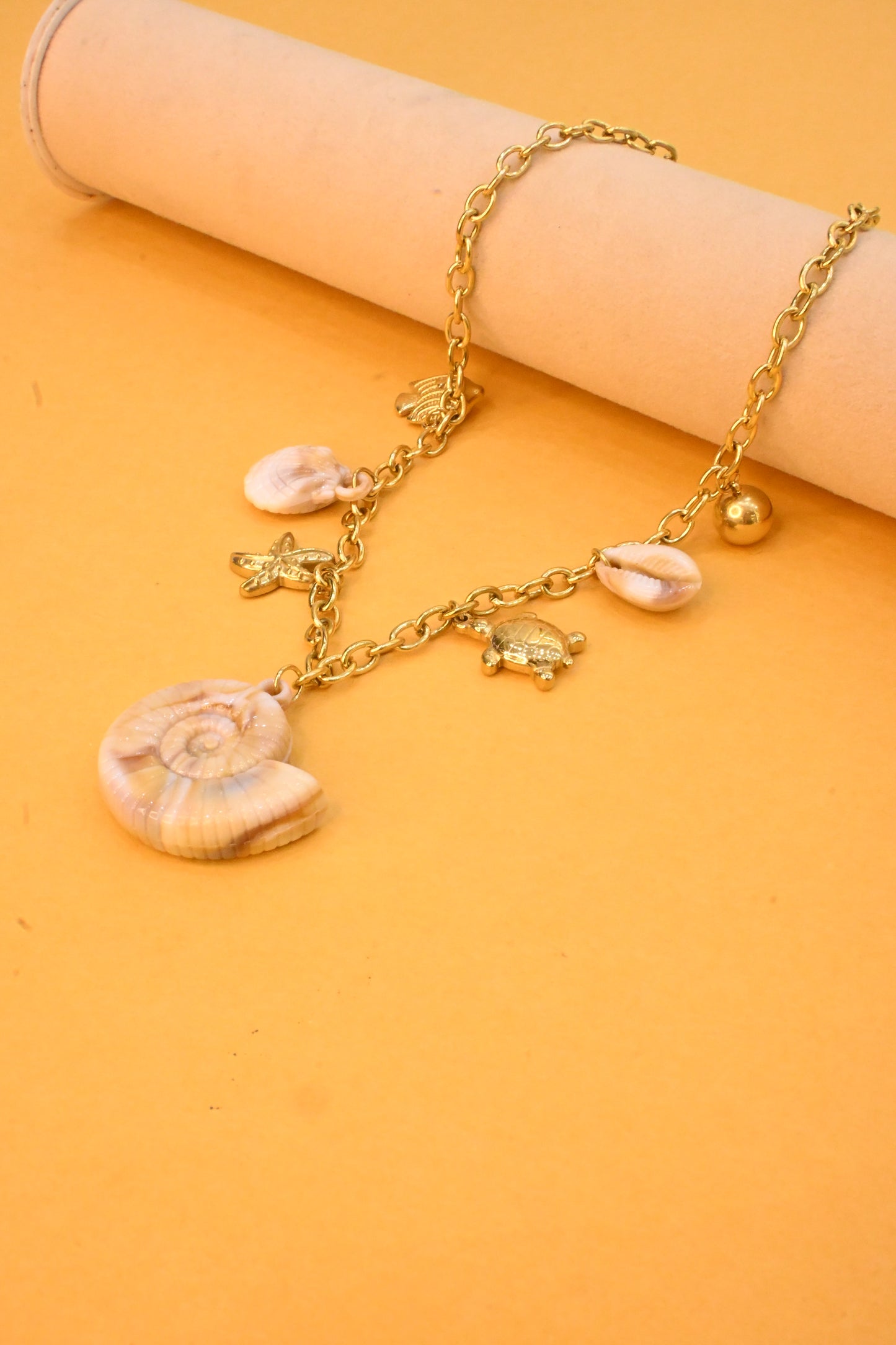 Necklace with shell & starfish charms