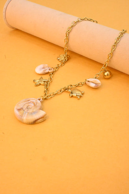 Necklace with shell & starfish charms