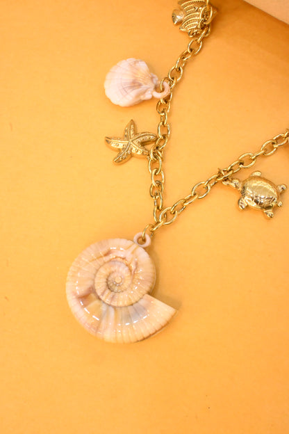 Necklace with shell & starfish charms