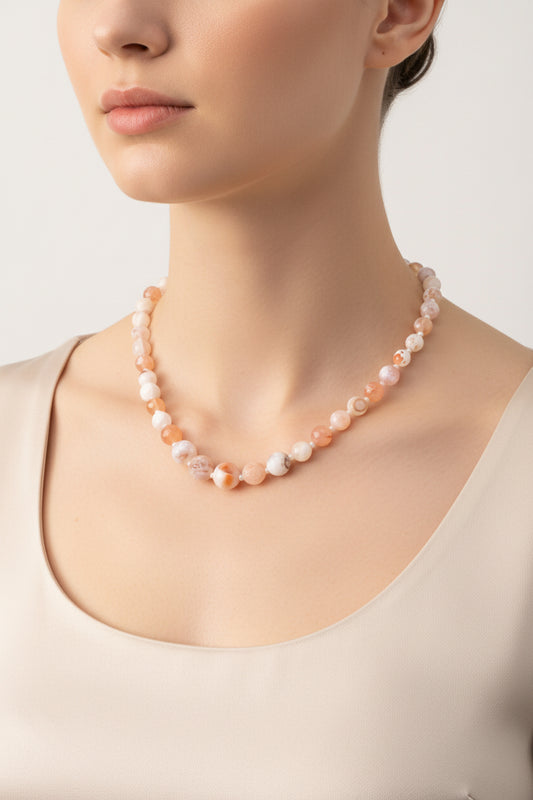 Necklace with pink & white pearl